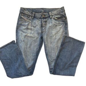 Diesel Mens Jeans 38 Straight Leg Blue Denim Button Fly Viker Larkee Streetwear